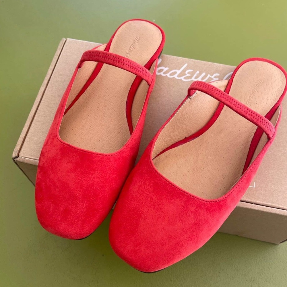 Madewell Bright Red Suede Flats